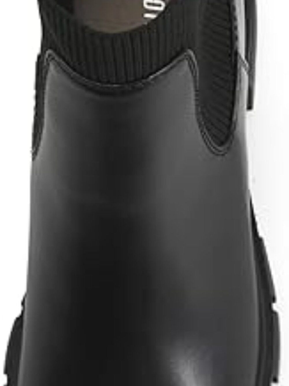 Women's Black Elastic Chelsea Boots Chunky Block Heel Platform Ankle Boots - Picture 5 of 10